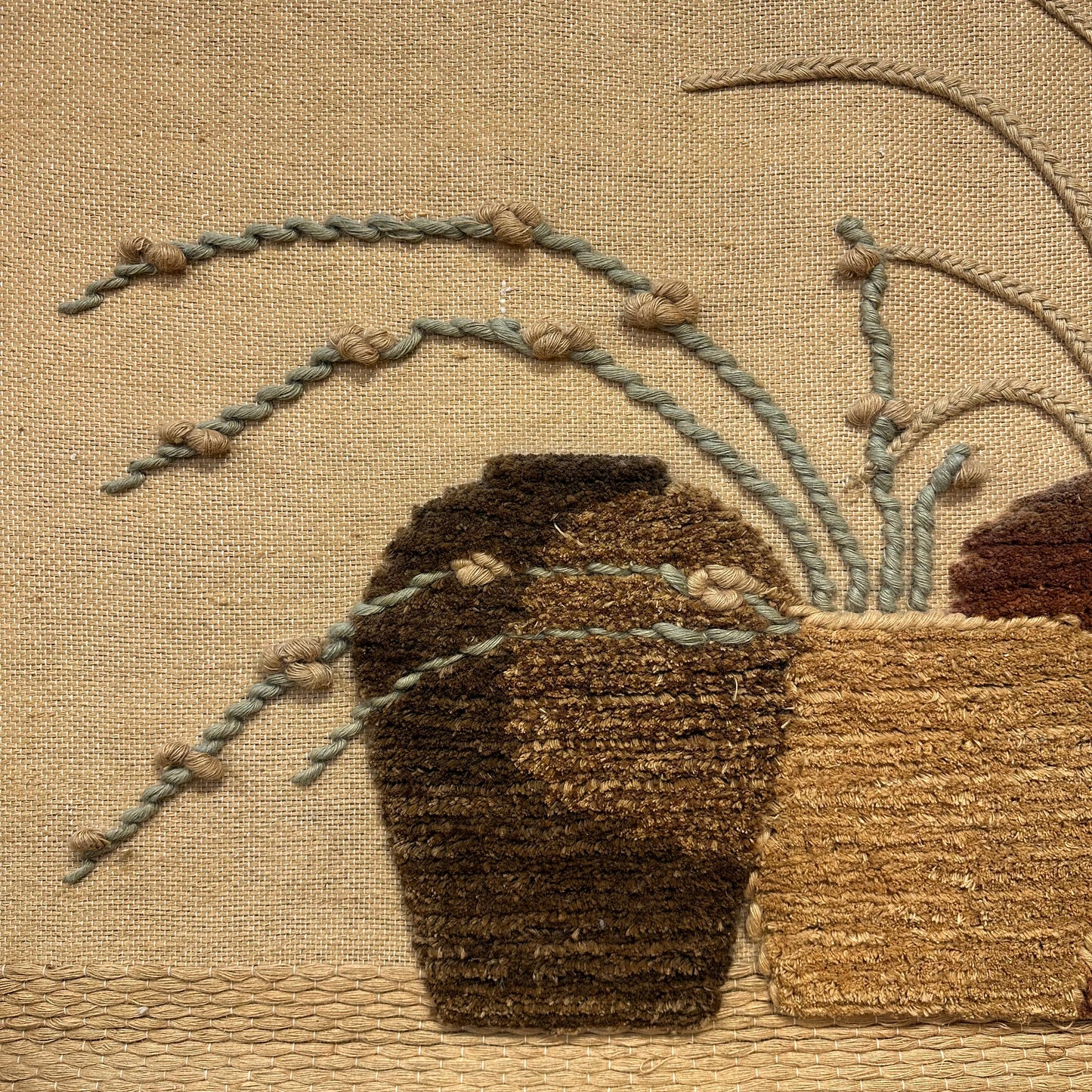 Large Vintage Natural Fiber Wall Hanging.