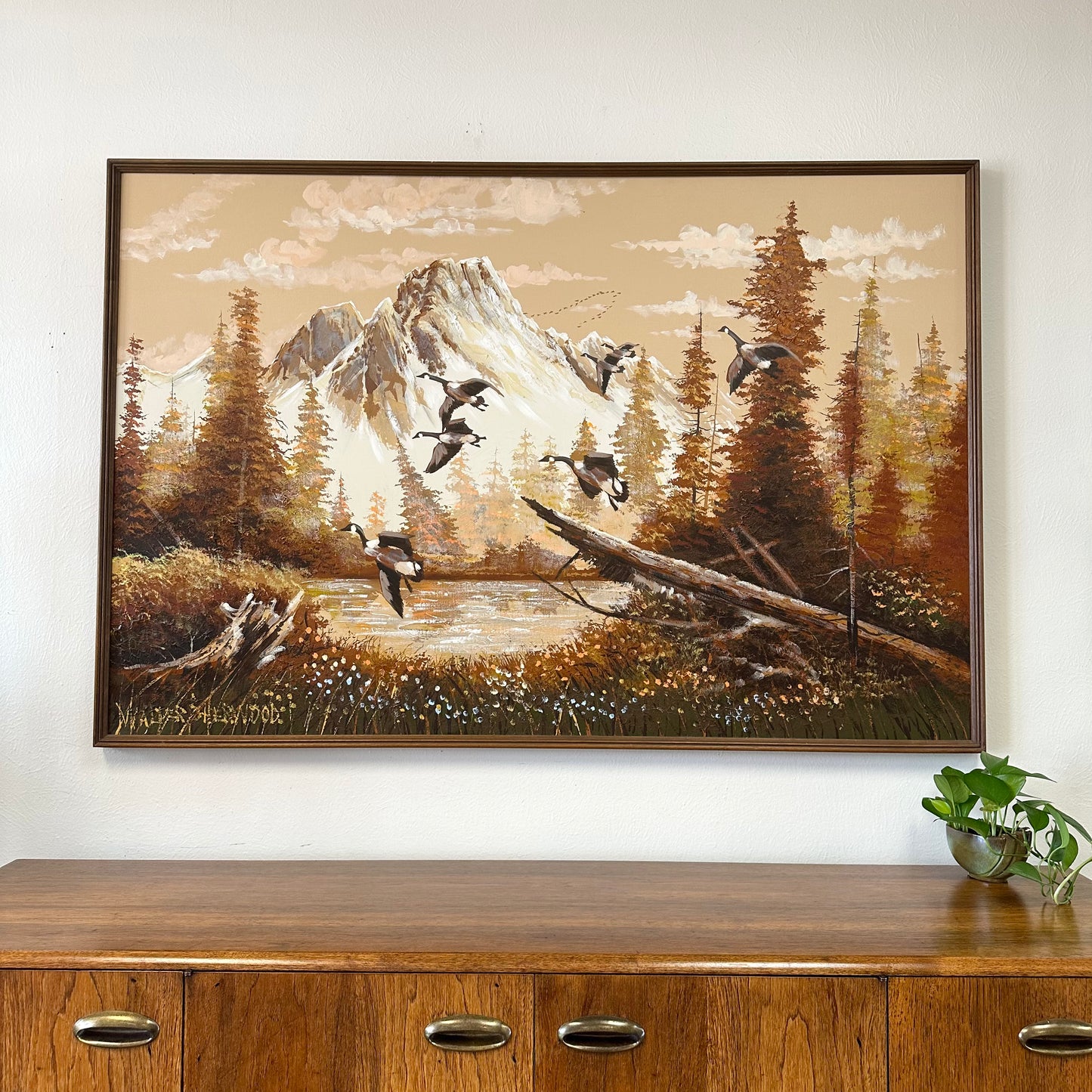 Large Vintage Textured Oil Painting by Walter Sherwood