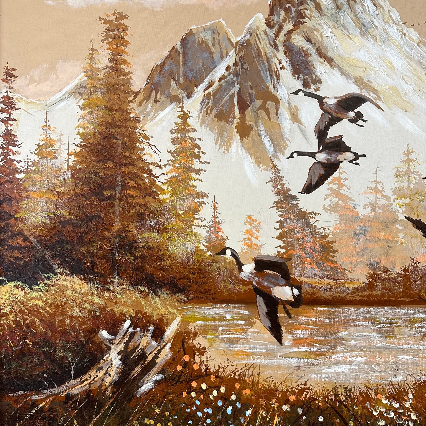 Large Vintage Textured Oil Painting by Walter Sherwood