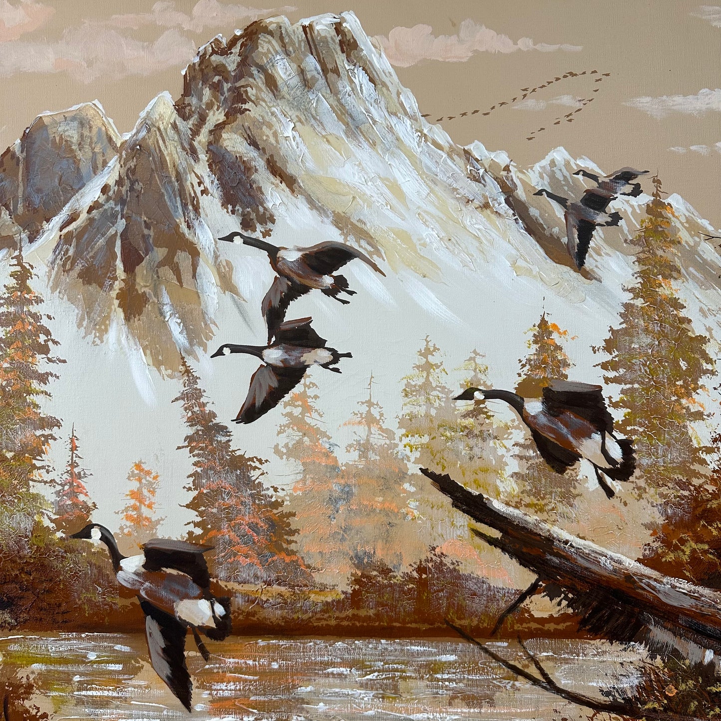 Large Vintage Textured Oil Painting by Walter Sherwood