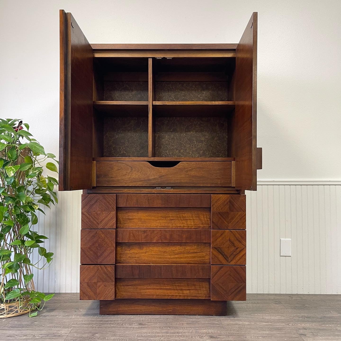 Mid Century Brutalist Armoire, By Lane.
