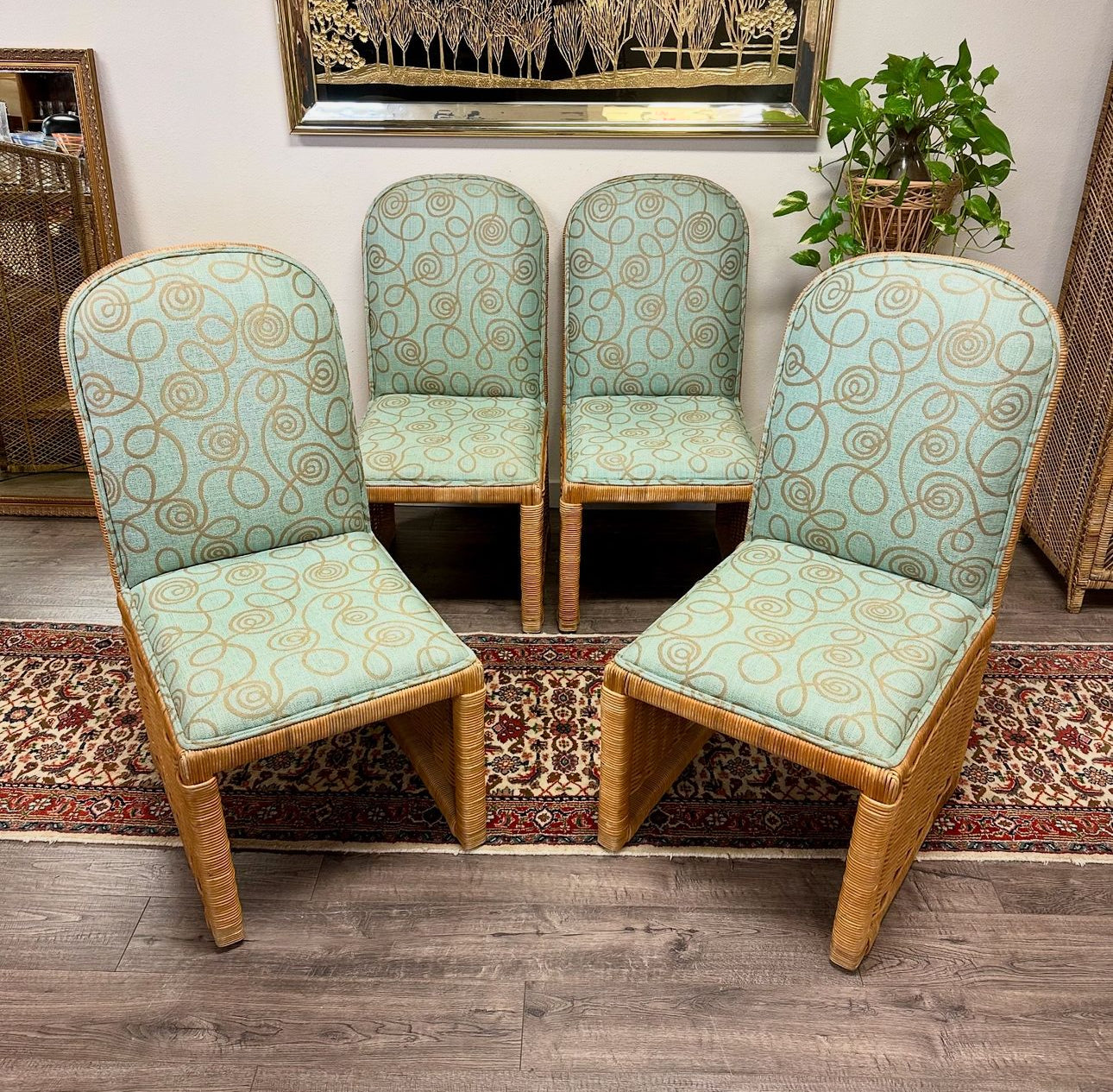 Set Of 4 Rattan Chairs