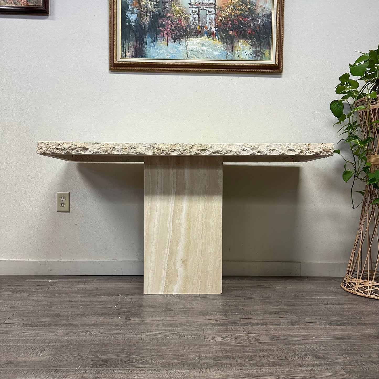 Vintage Italian Travertine Stone Console