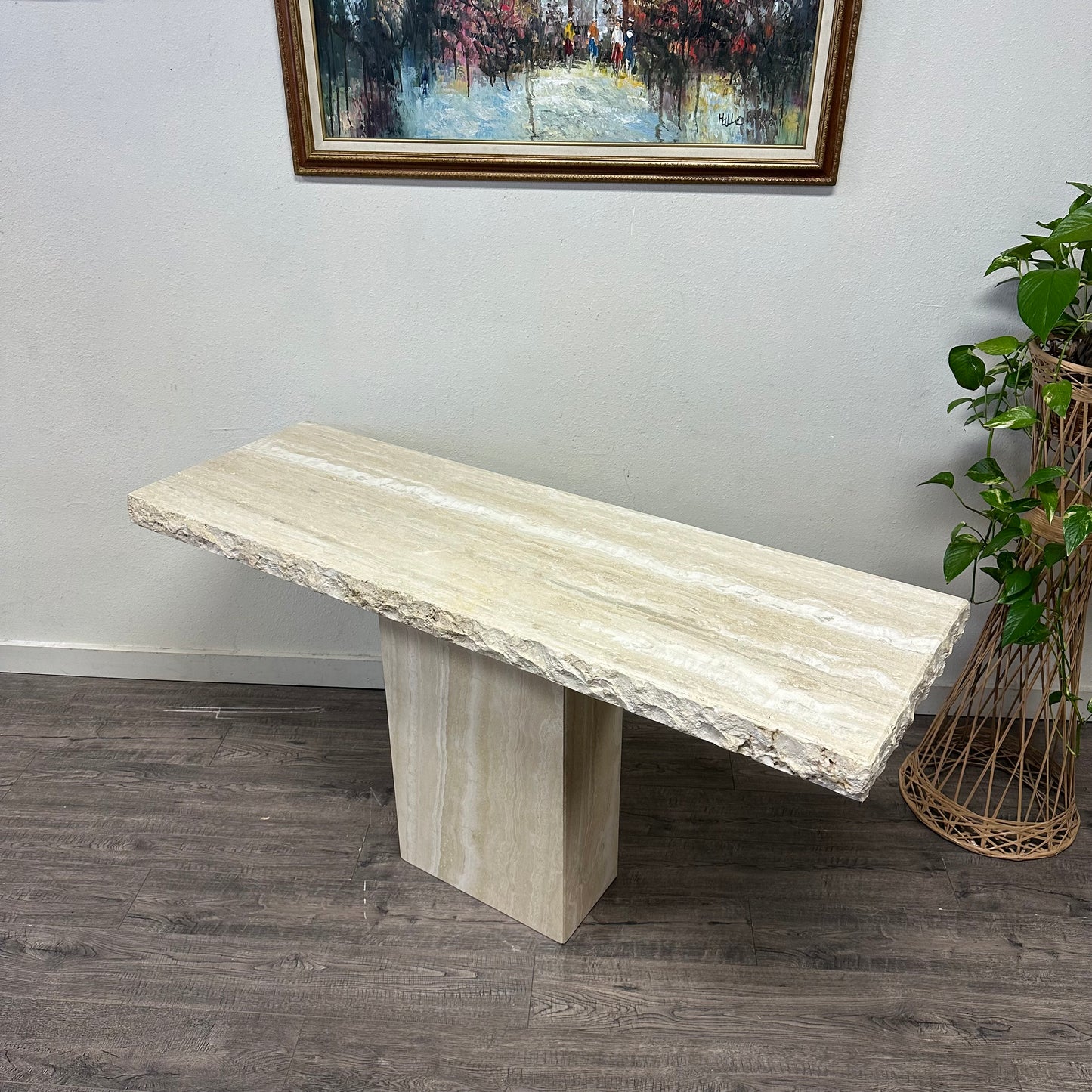 Vintage Italian Travertine Stone Console