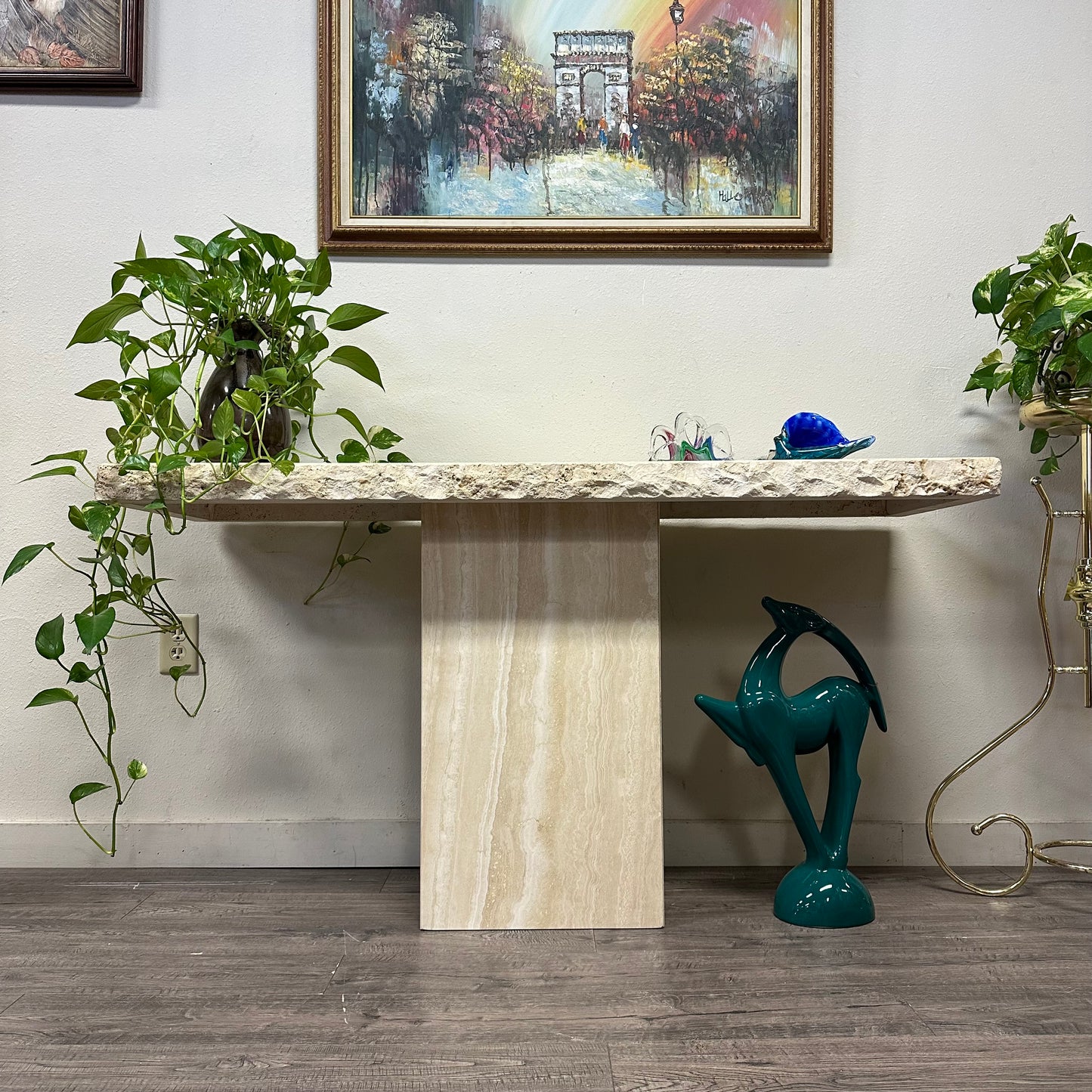 Vintage Italian Travertine Stone Console