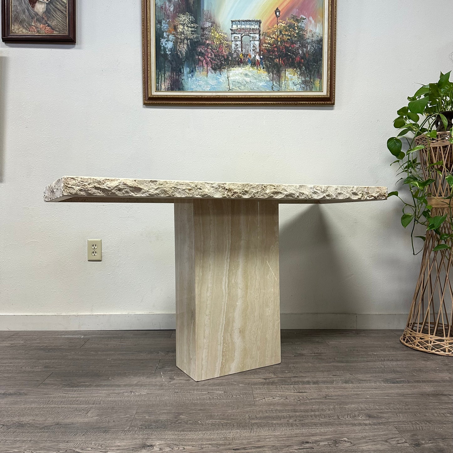 Vintage Italian Travertine Stone Console