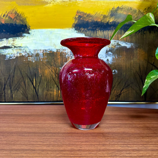 Ruby Red Handblown Art Vase