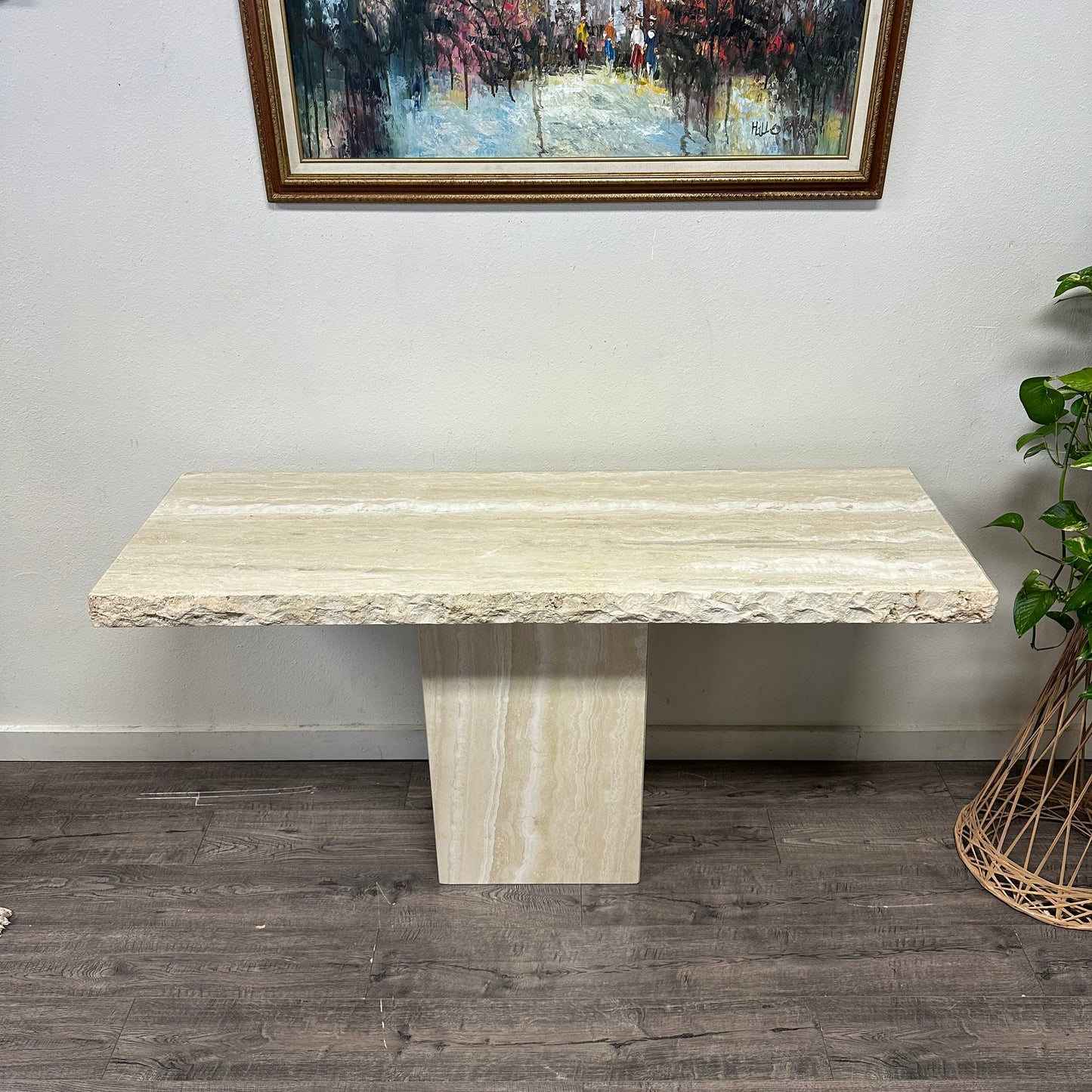 Vintage Italian Travertine Stone Console