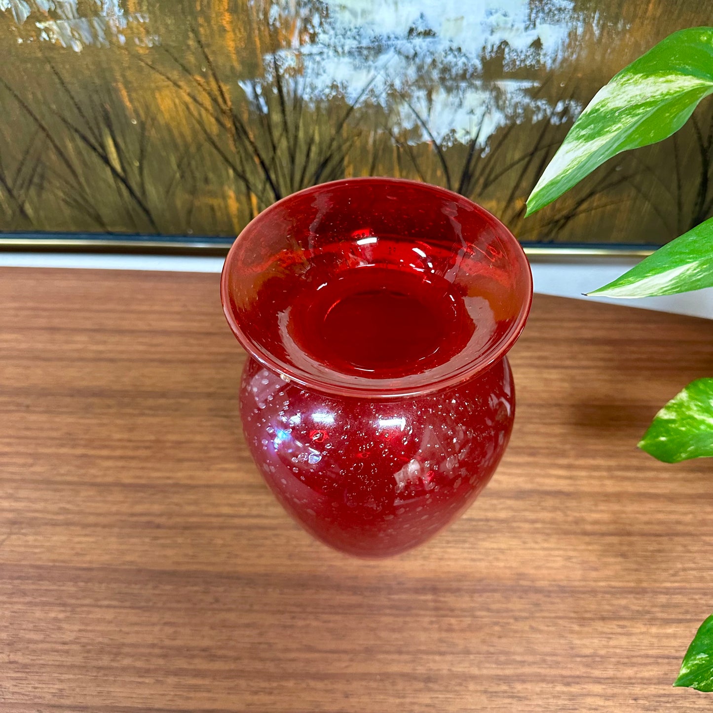 Ruby Red Handblown Art Vase