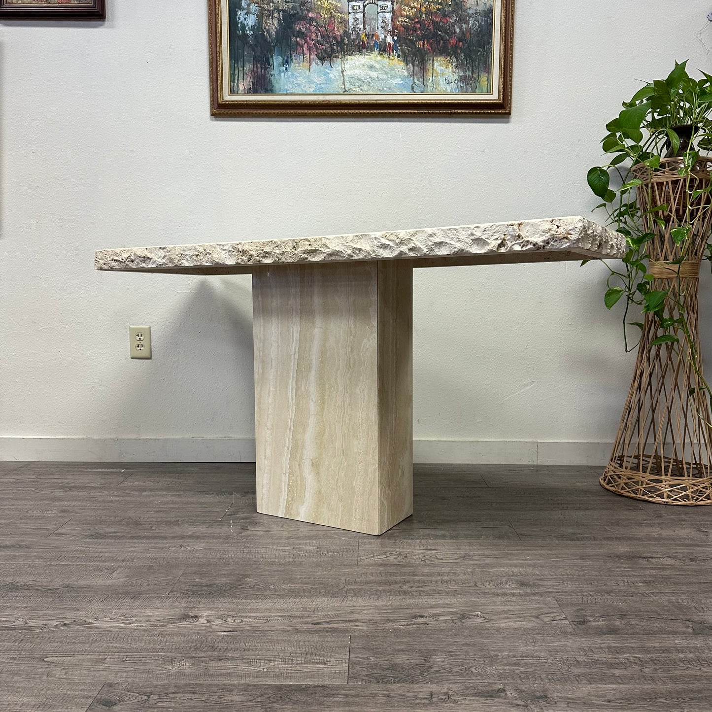 Vintage Italian Travertine Stone Console