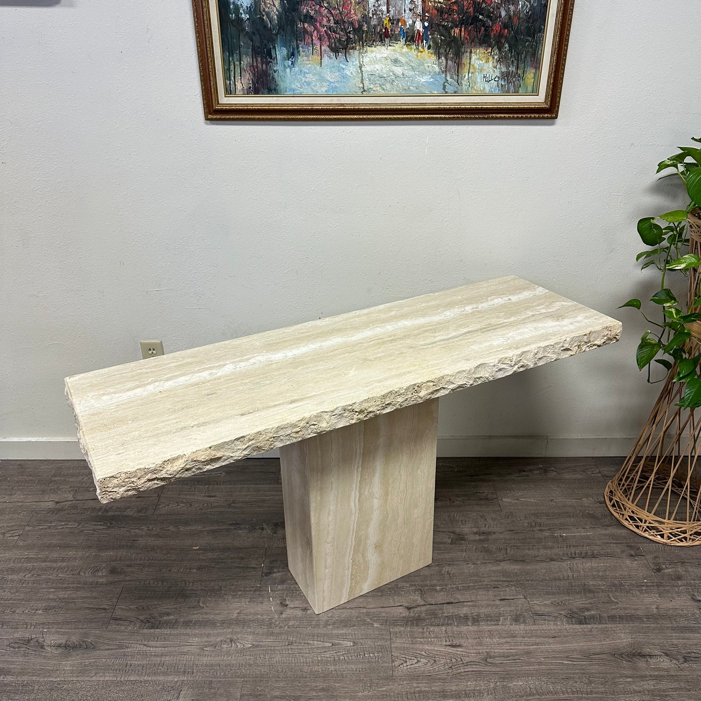 Vintage Italian Travertine Stone Console