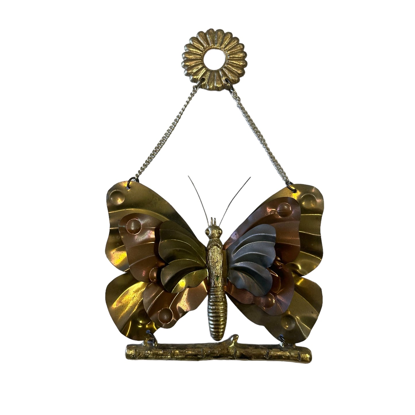 Vintage Brass & Copper Butterfly Key Holder