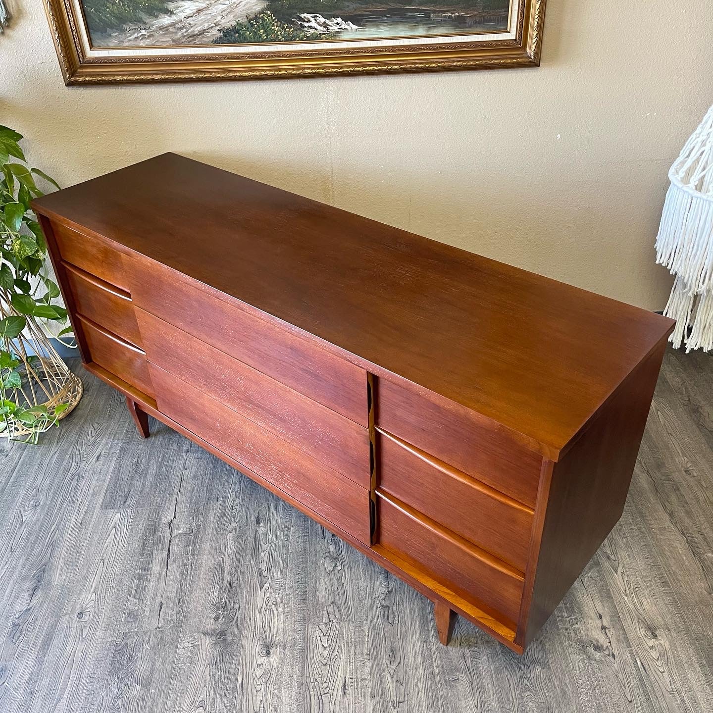 Mid Century 9 Drawer Dresser by Kent Coffey.