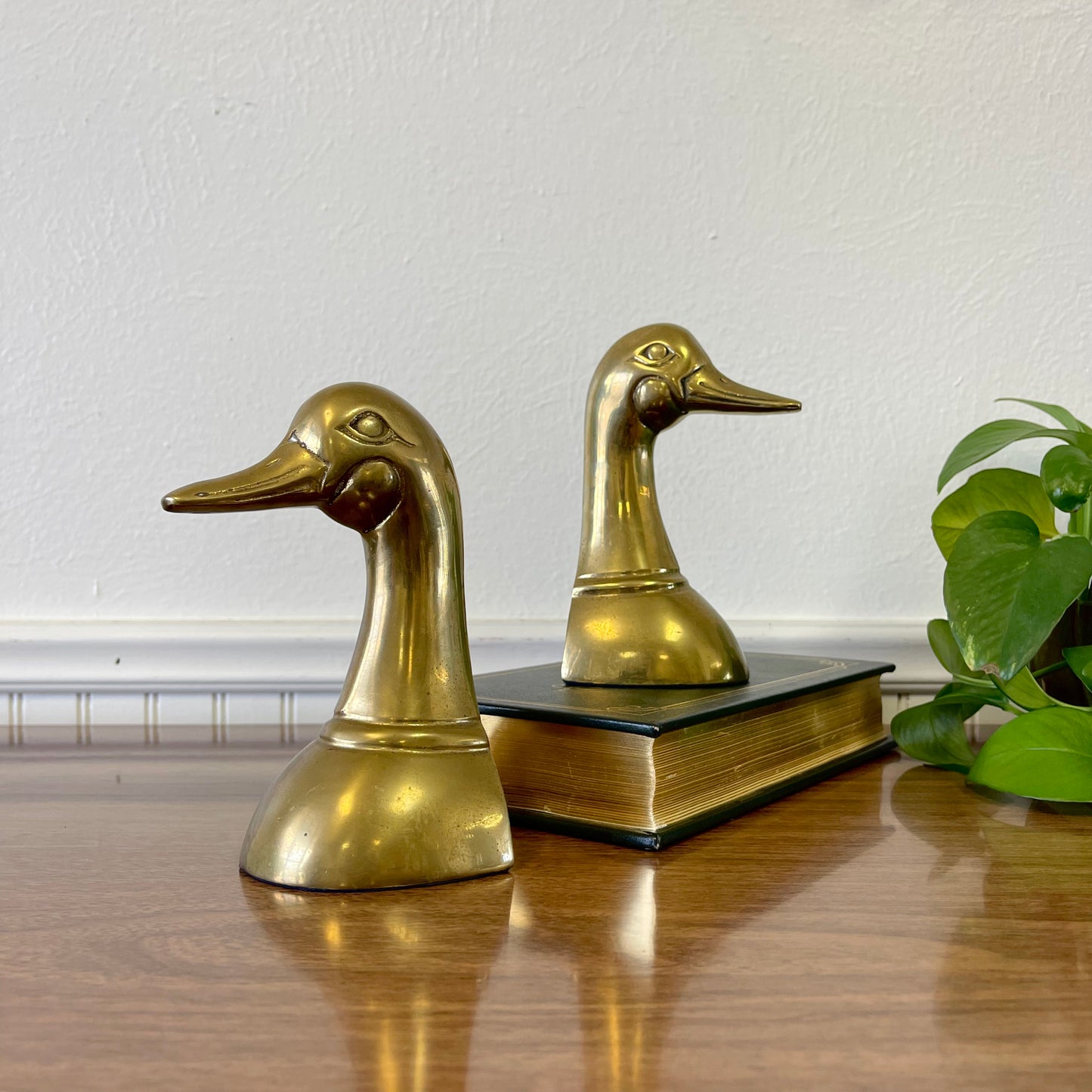 Brass Duck Head Bookends