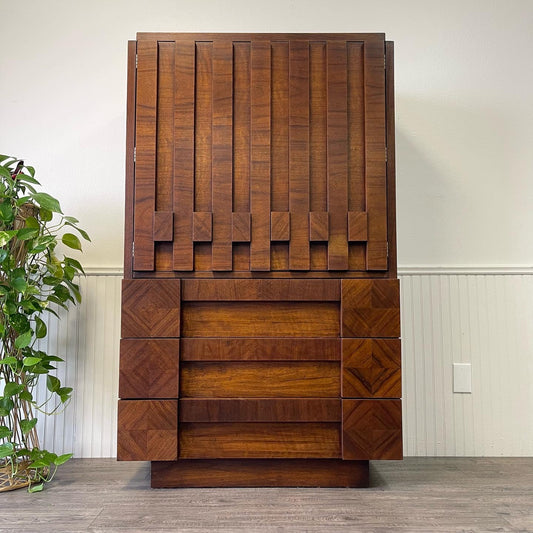 Mid Century Brutalist Armoire, By Lane.