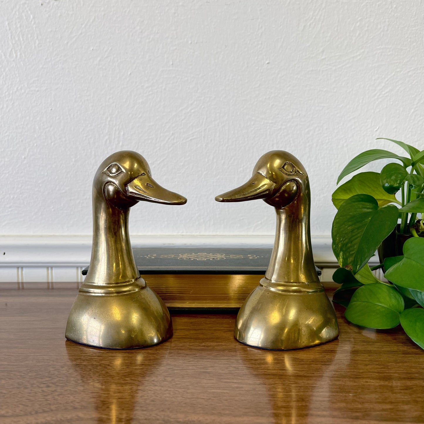 Brass Duck Head Bookends