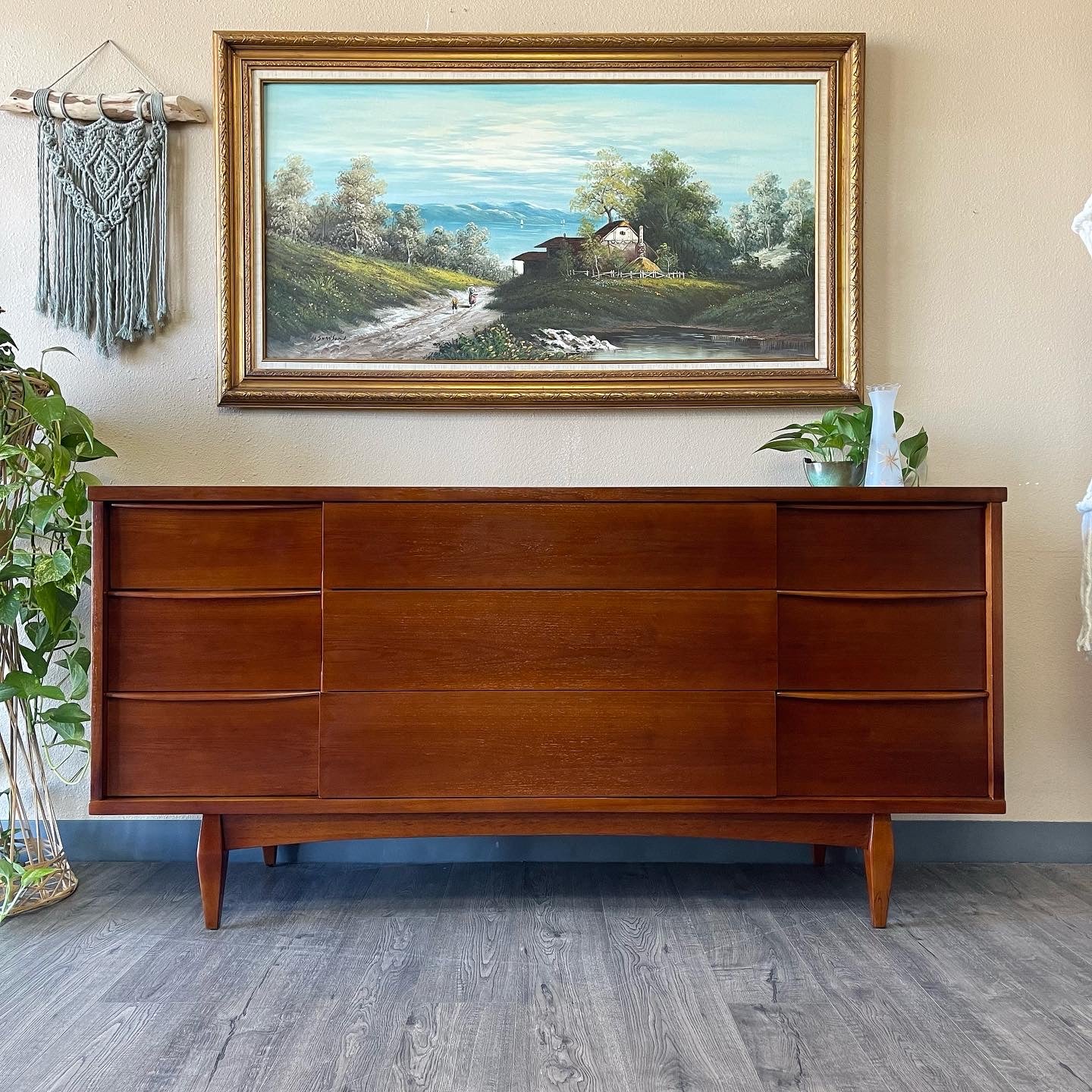 Mid Century 9 Drawer Dresser by Kent Coffey.