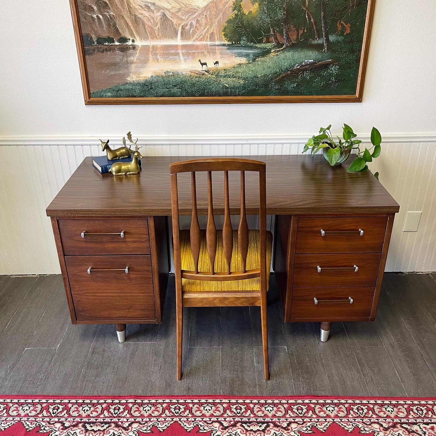 Vintage 5 Drawer Executive Desk