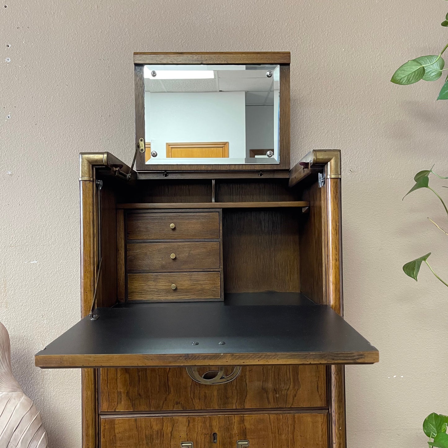 Vintage Drexel Tall Chest w/Flip Up Mirror, From The Accolade Collection.