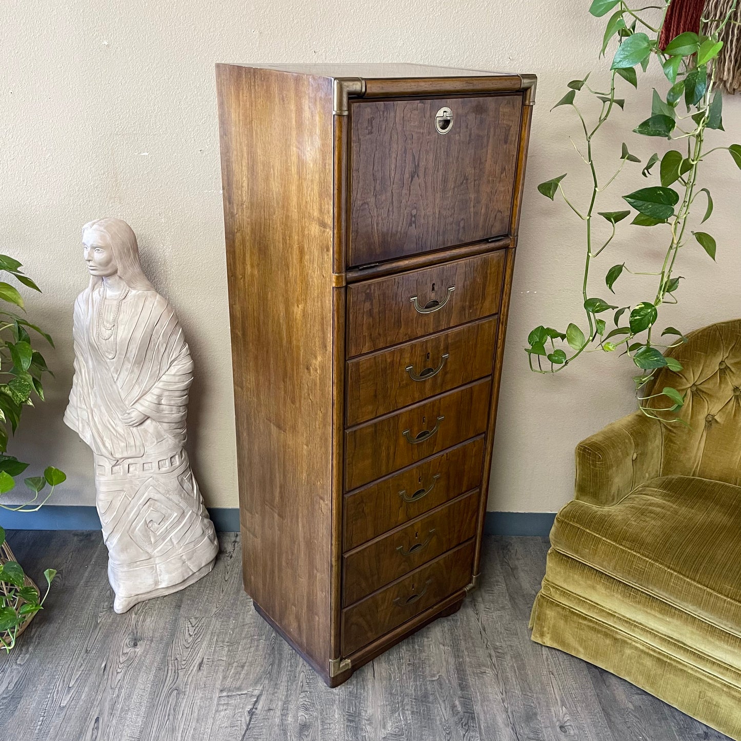 Vintage Drexel Tall Chest w/Flip Up Mirror, From The Accolade Collection.