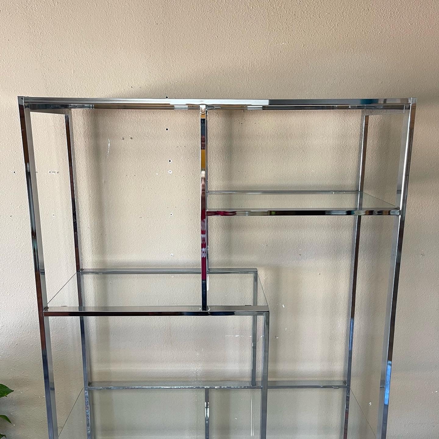 Vintage Chrome Glass Etagere