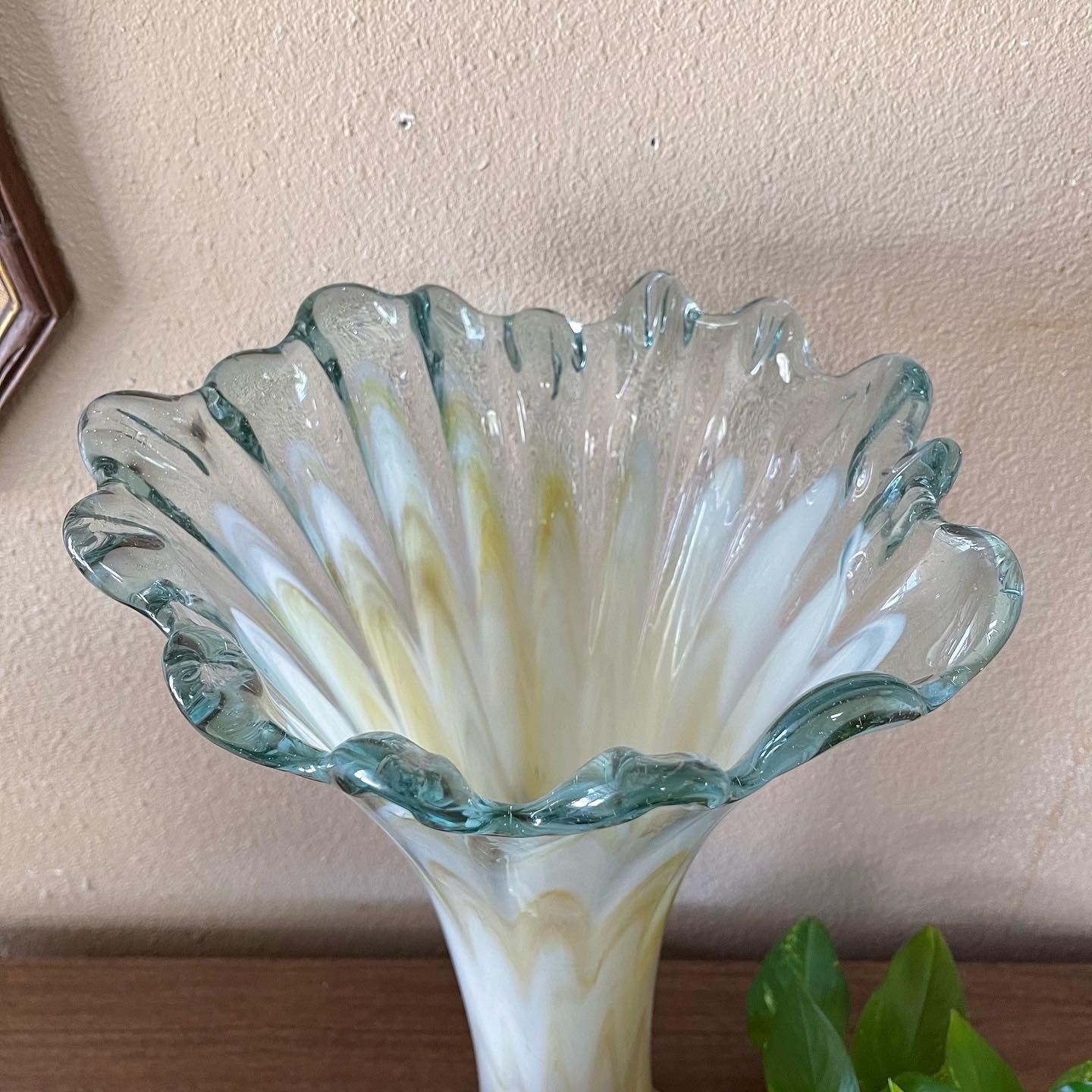 Large Vintage Hand Blown Art Glass Vase