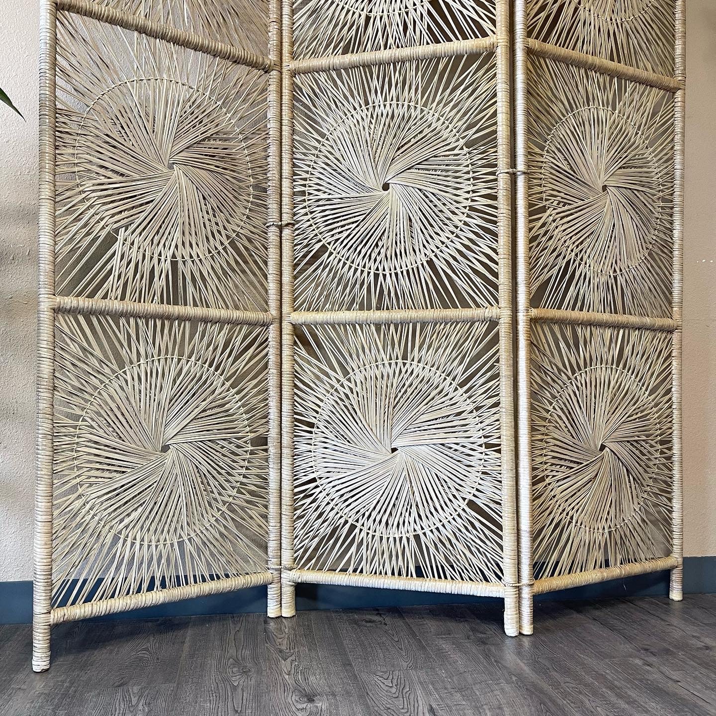 Sunburst Rattan 3 Panel Room Divider