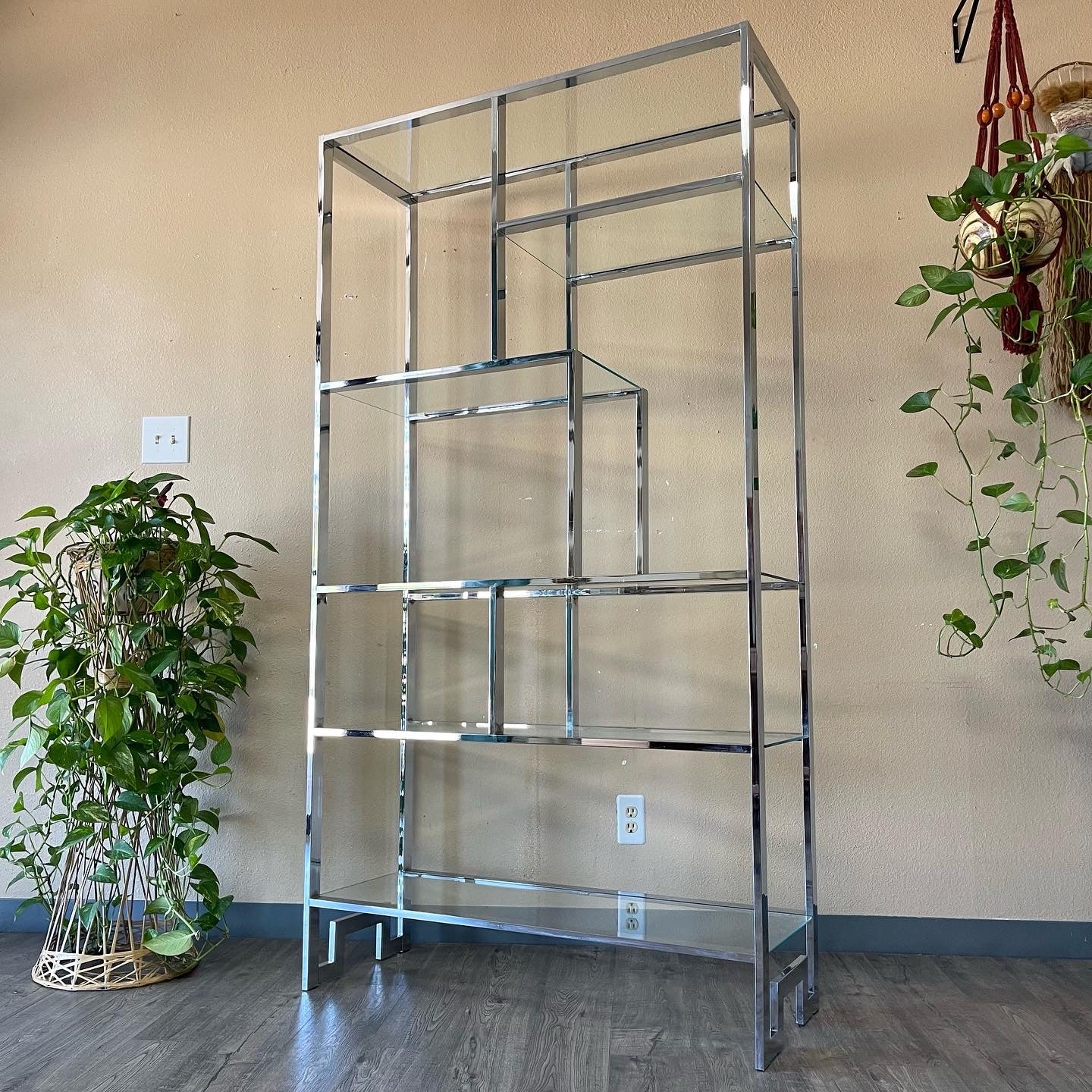 Vintage Chrome Glass Etagere