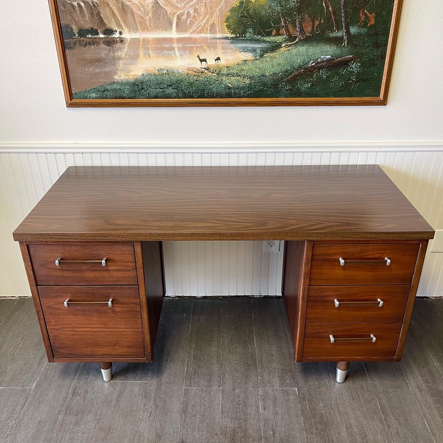 Vintage 5 Drawer Executive Desk