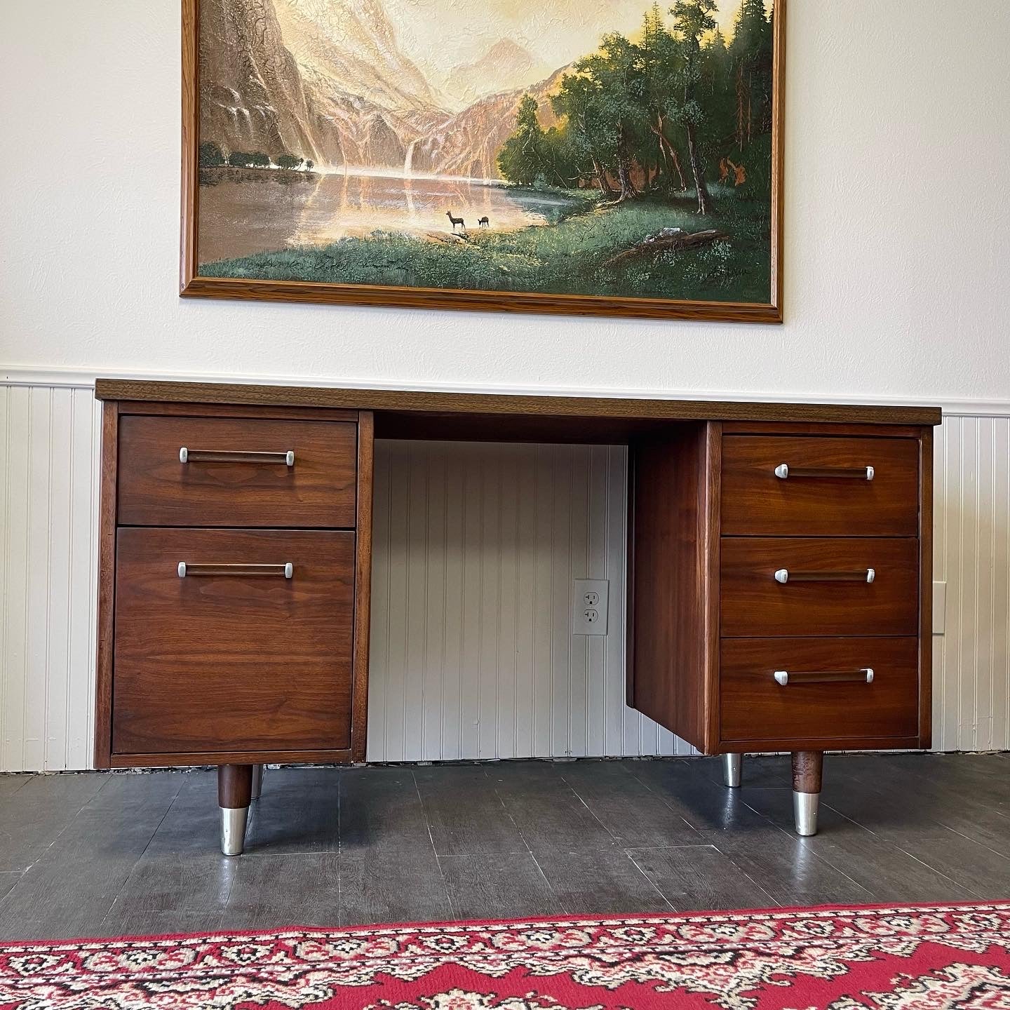 Vintage 5 Drawer Executive Desk