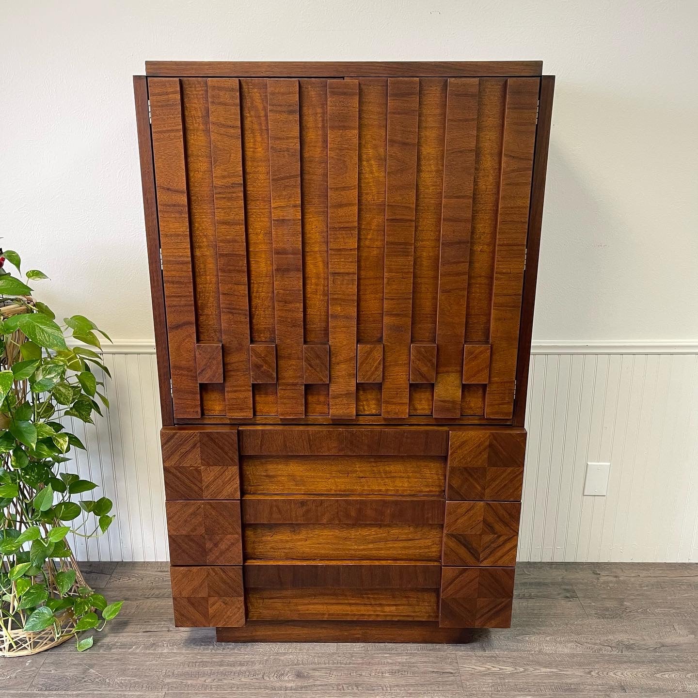 Mid Century Brutalist Armoire, By Lane.