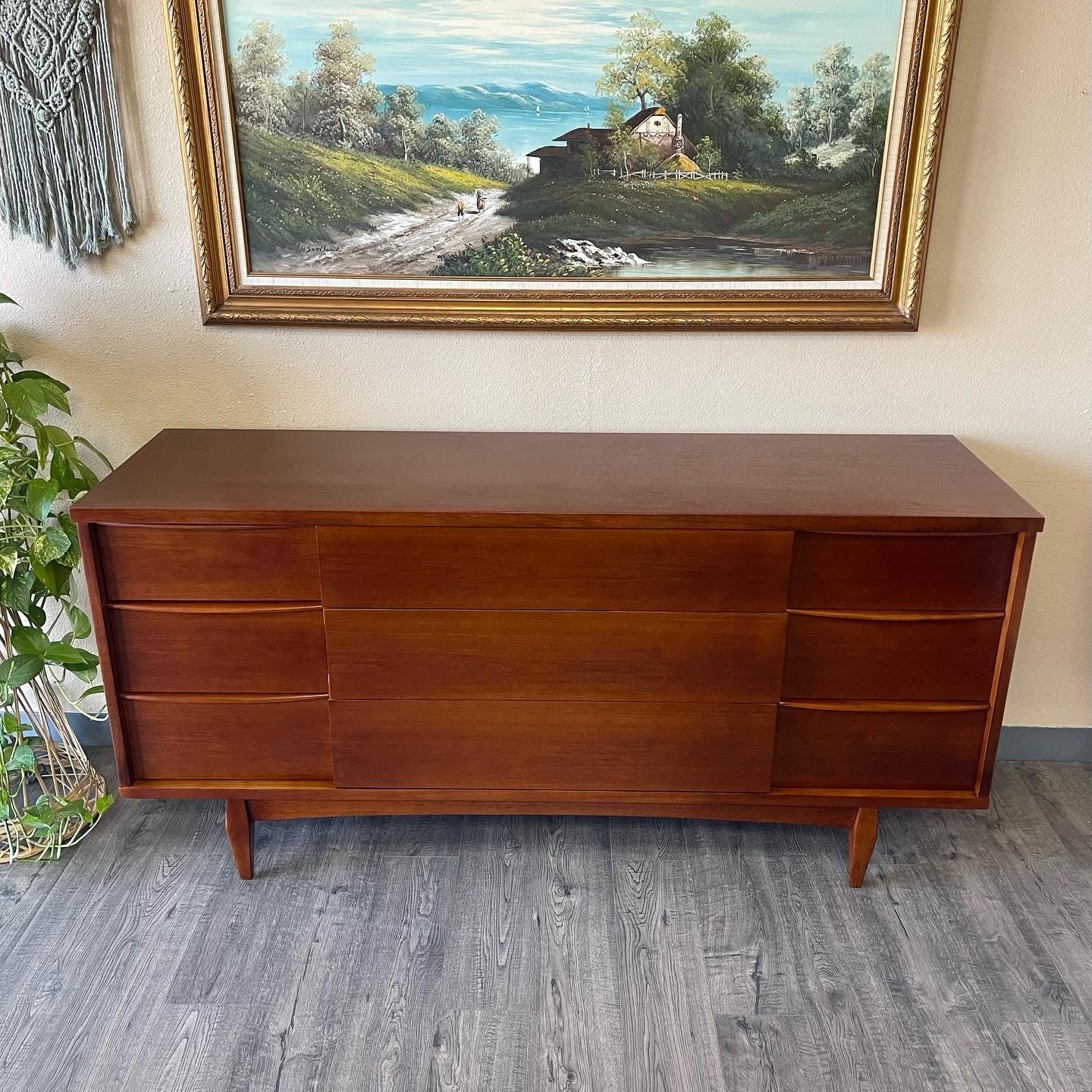 Mid Century 9 Drawer Dresser by Kent Coffey.