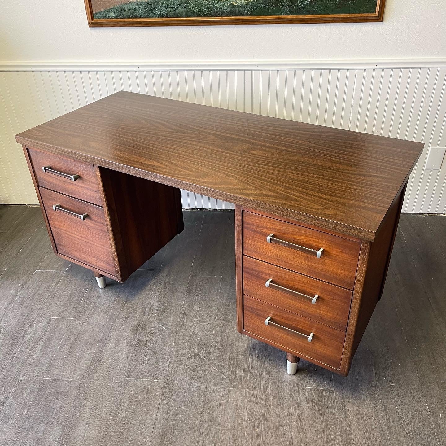 Vintage 5 Drawer Executive Desk