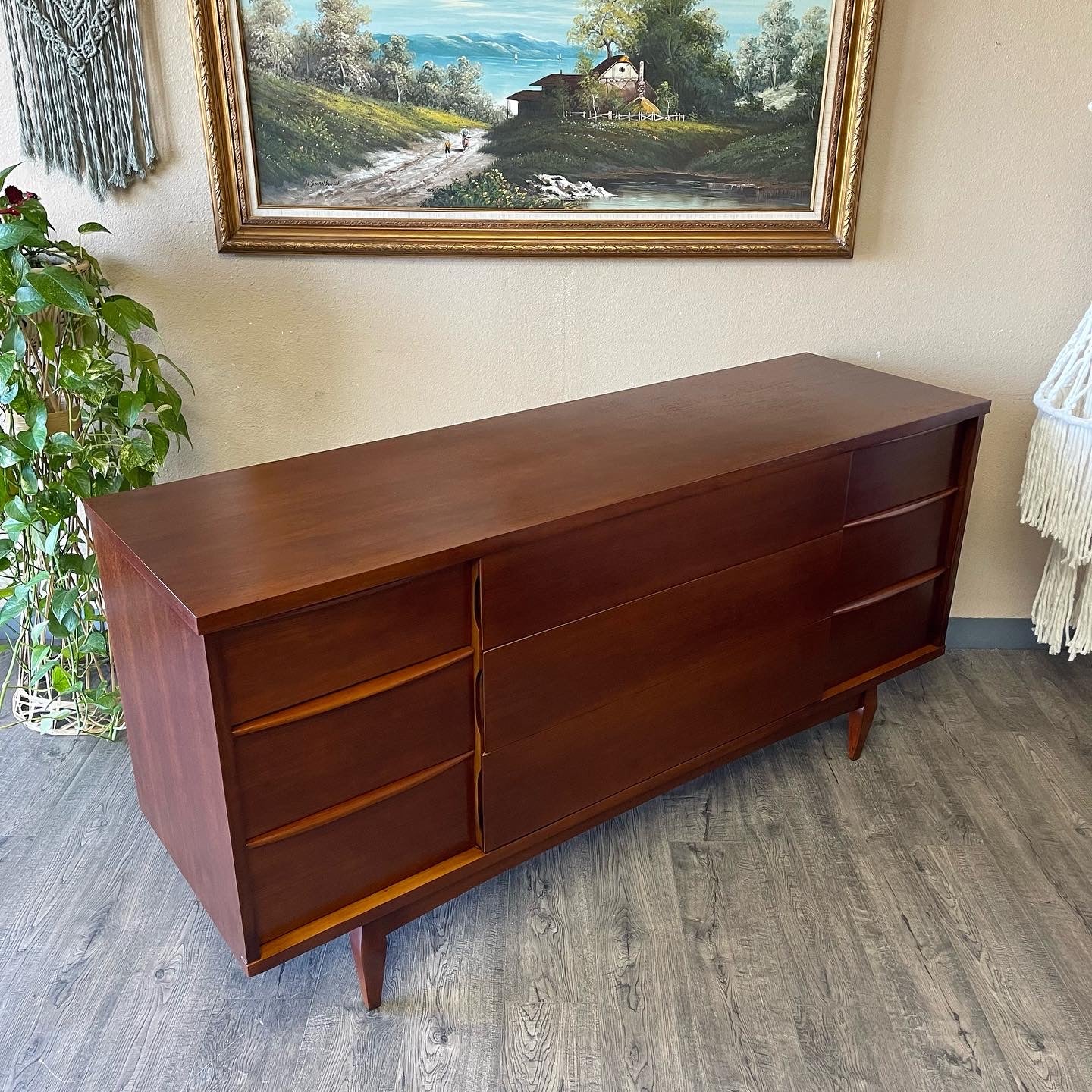 Mid Century 9 Drawer Dresser by Kent Coffey.