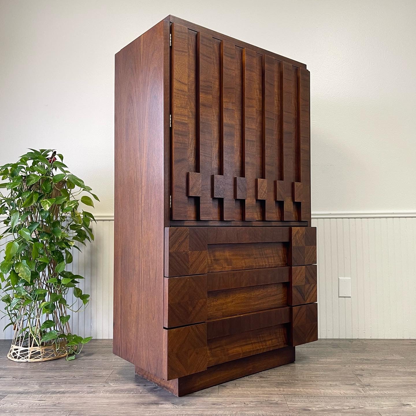 Mid Century Brutalist Armoire, By Lane.