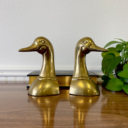 Brass Duck Head Bookends