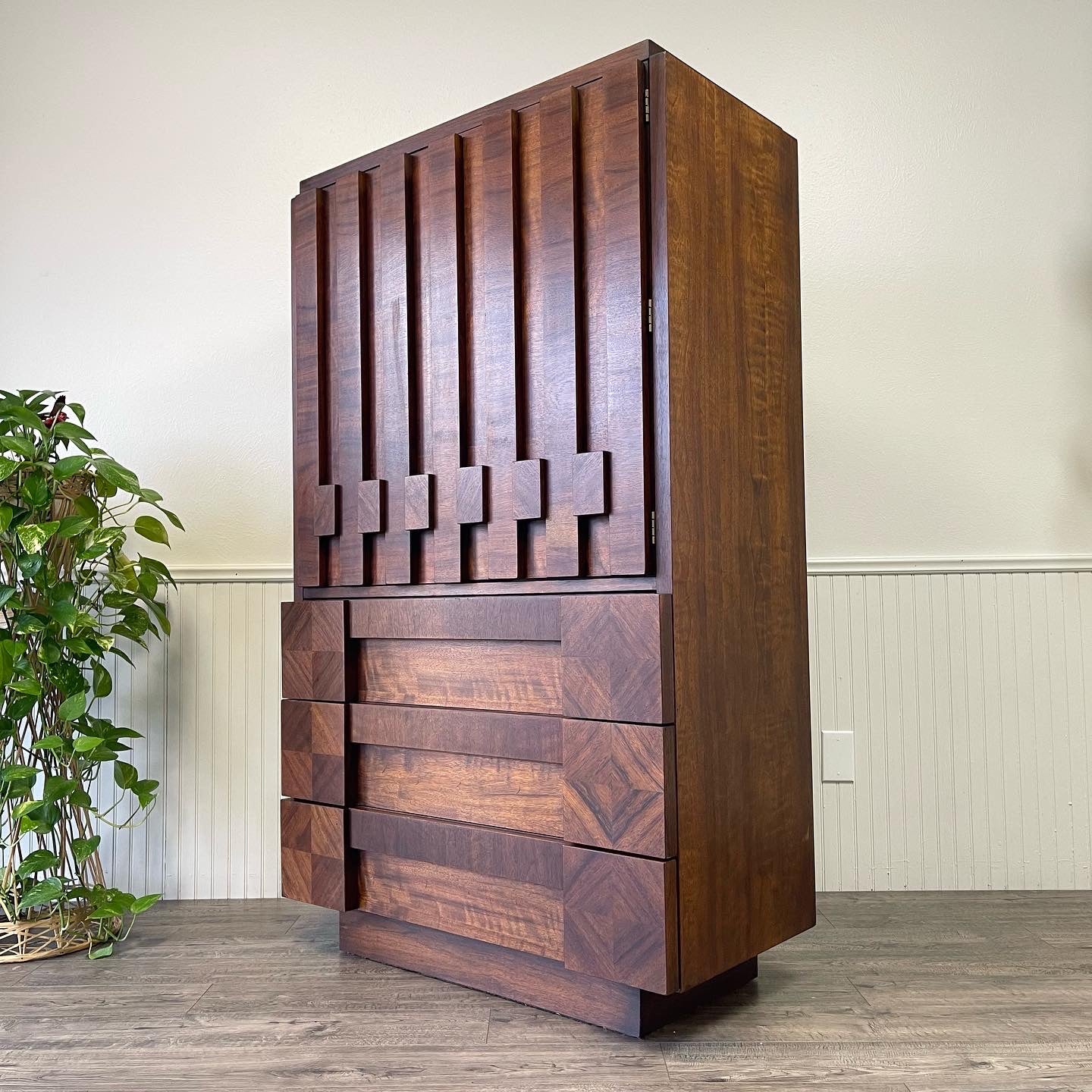 Mid Century Brutalist Armoire, By Lane.