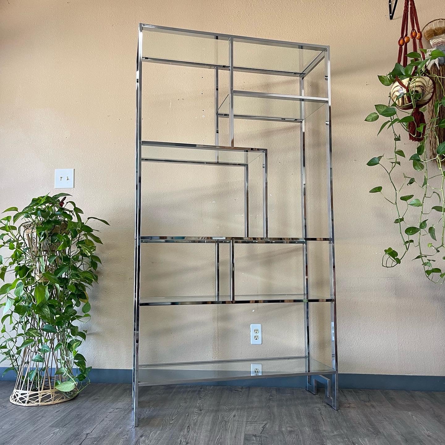 Vintage Chrome Glass Etagere