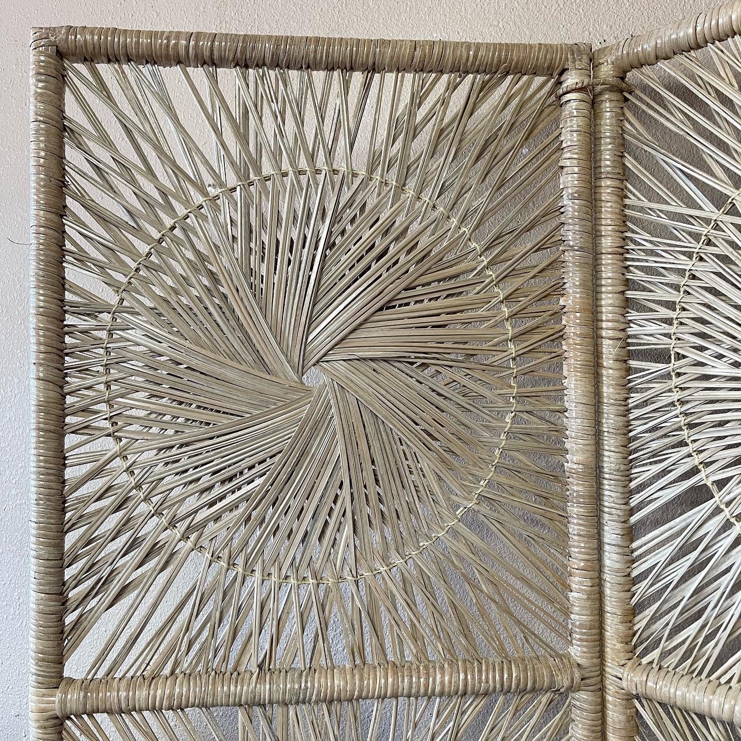 Sunburst Rattan 3 Panel Room Divider