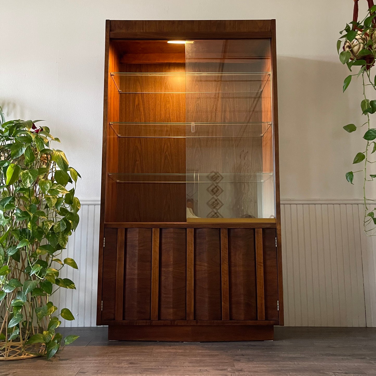 Mid Century Lighted China Cabinet, By Lane