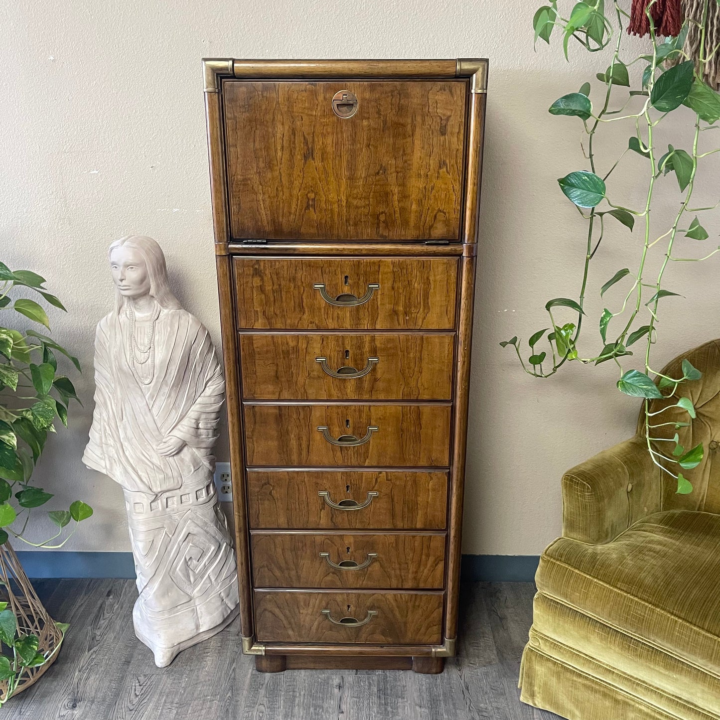 Vintage Drexel Tall Chest w/Flip Up Mirror, From The Accolade Collection.