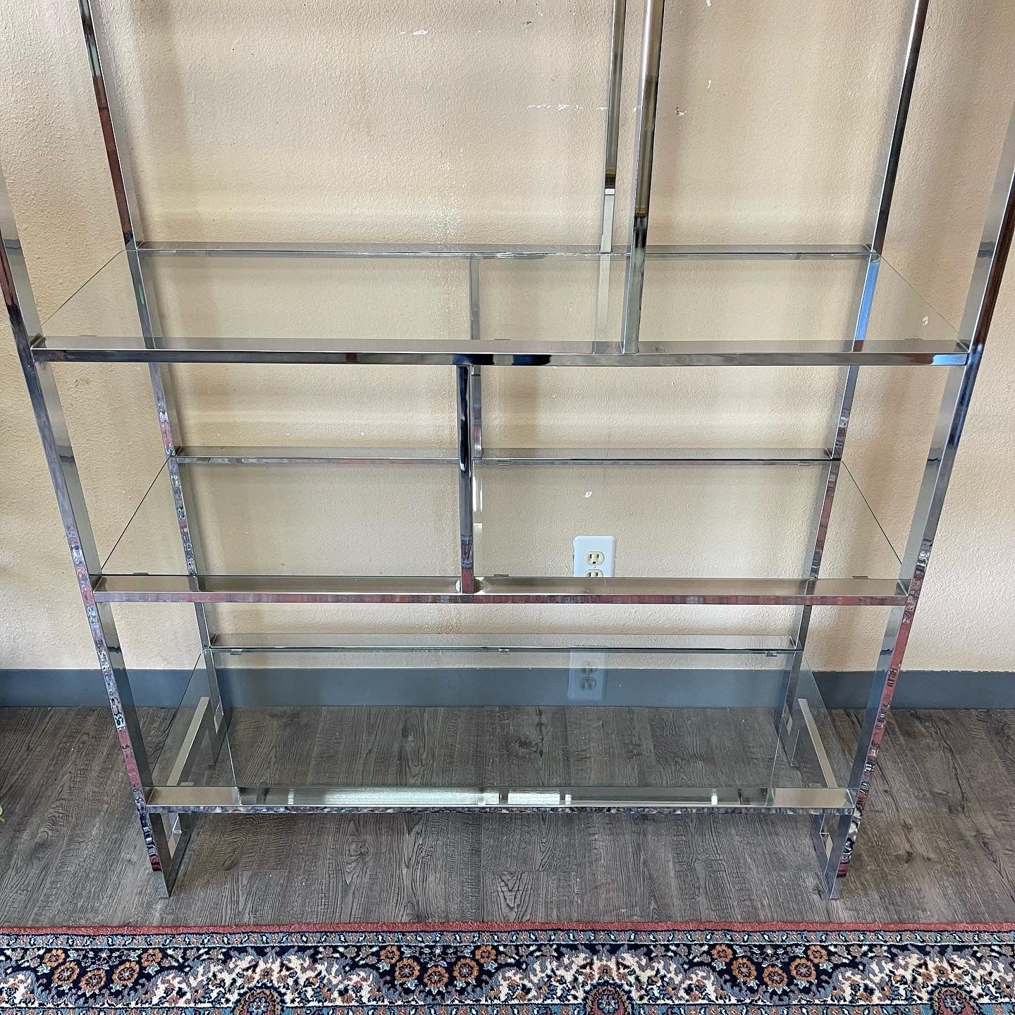 Vintage Chrome Glass Etagere