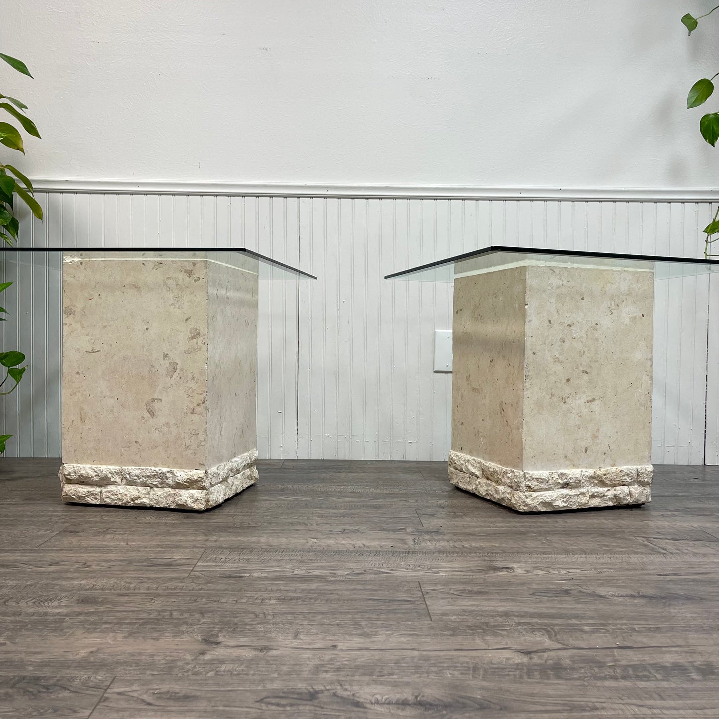 Tessellated Mactan Stone Side Tables