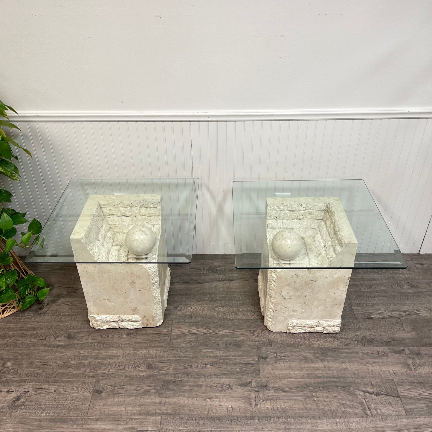 Tessellated Mactan Stone Side Tables