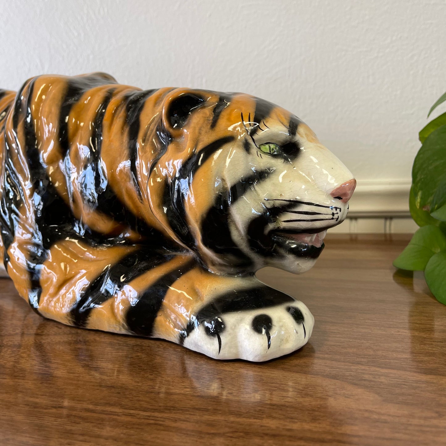 Vintage Handmade Medium Sized Ceramic Tiger