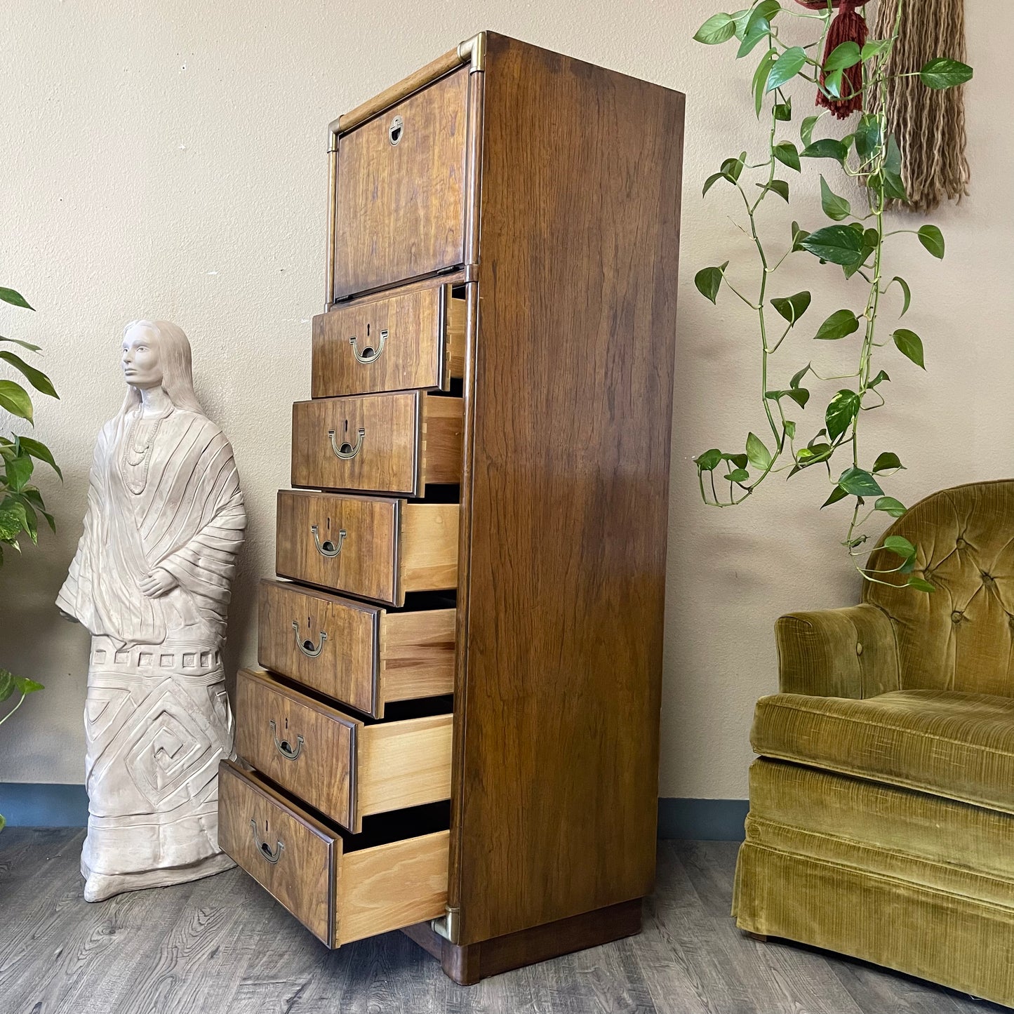 Vintage Drexel Tall Chest w/Flip Up Mirror, From The Accolade Collection.