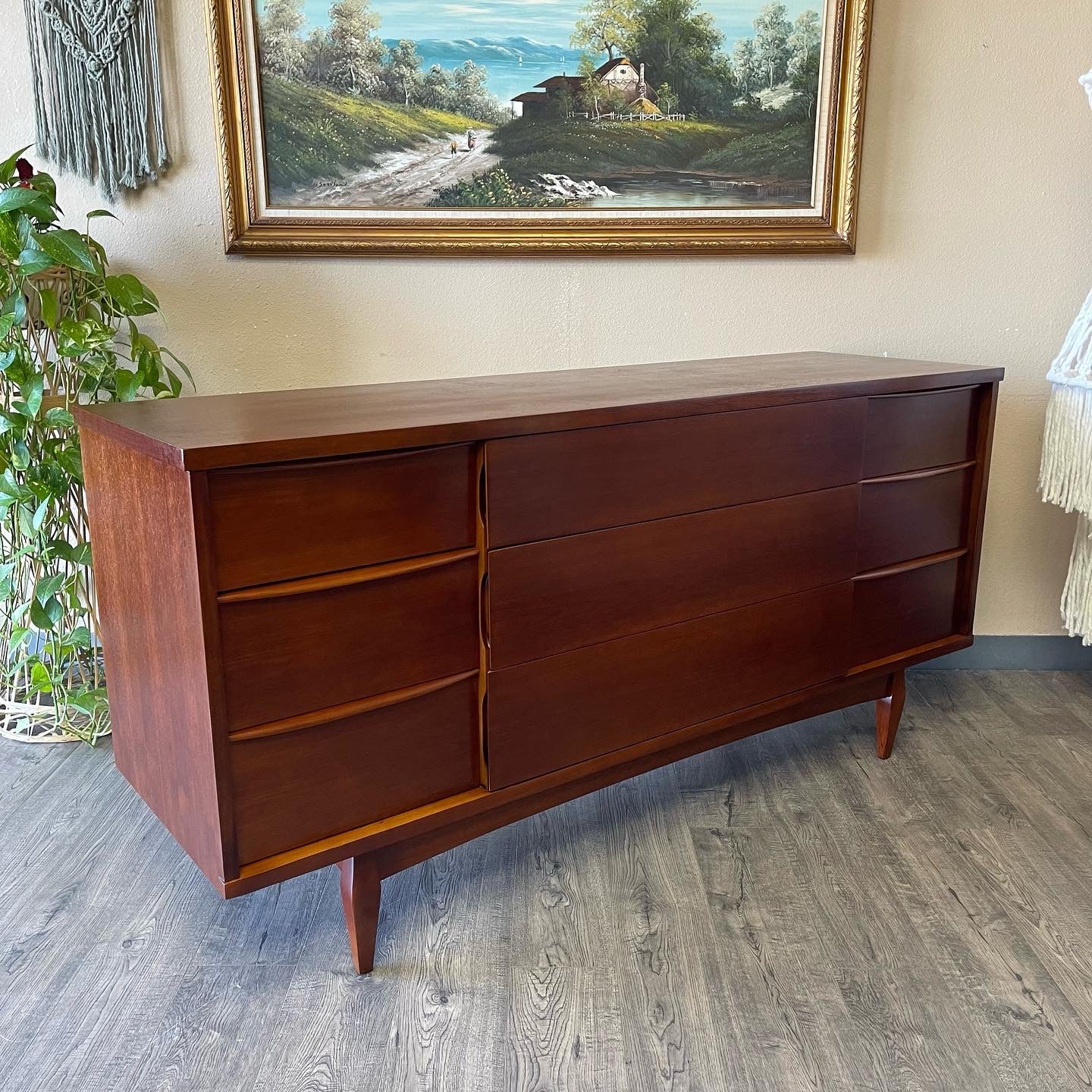 Mid Century 9 Drawer Dresser by Kent Coffey.